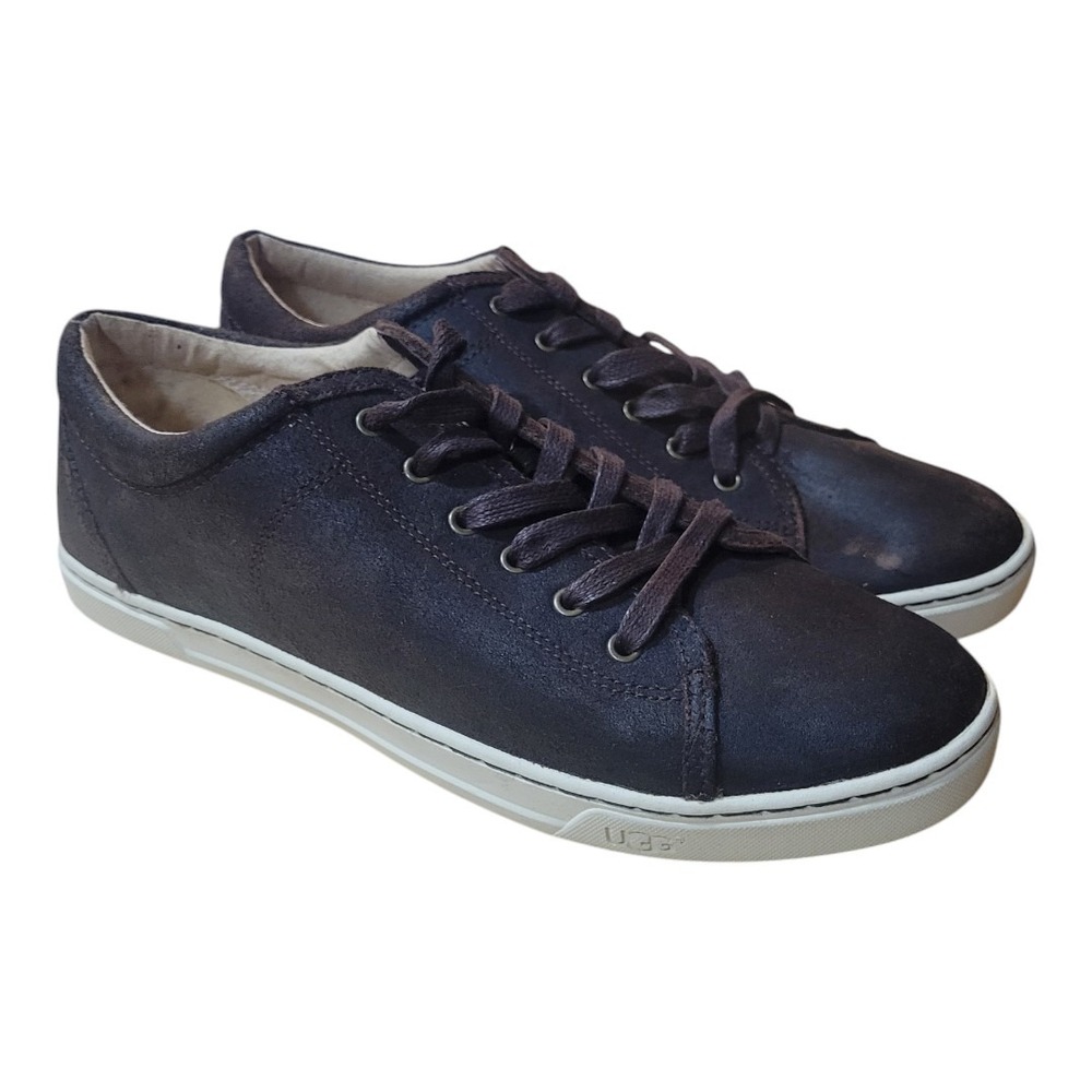 UGG TOMI WOMEN'S SNEAKERS LACE-UP Brown Distressed LEATHER -US SIZE 12